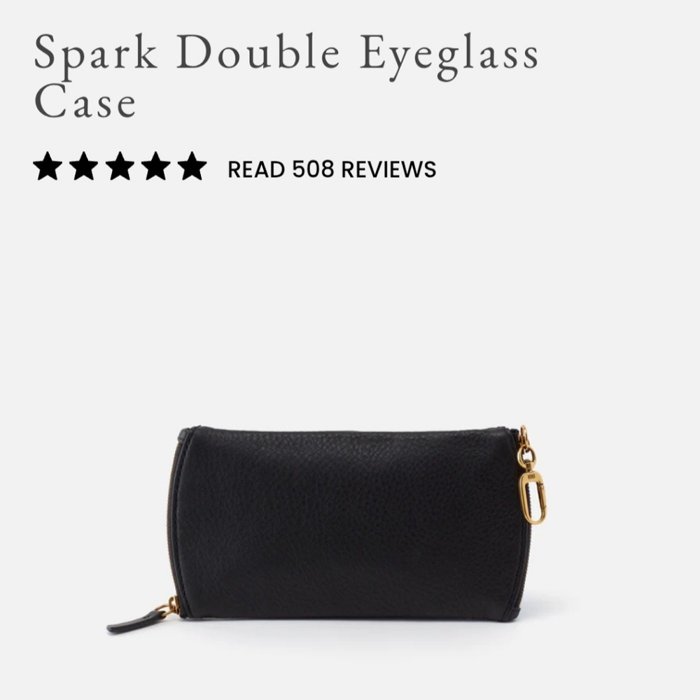 HOBO Spark Double Eyeglass Case - Black Pebbled Leather